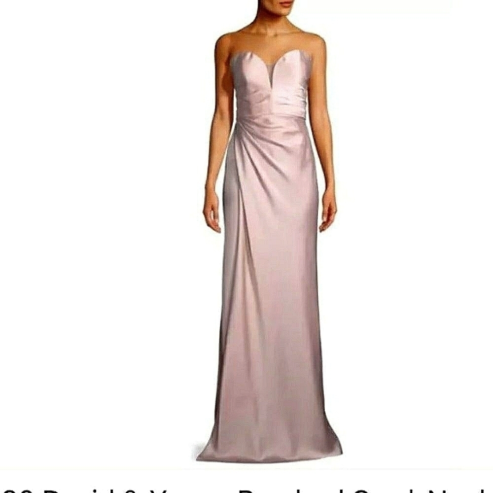 La Femme Luxury Gathered Satin Maxi Column dress sz 00